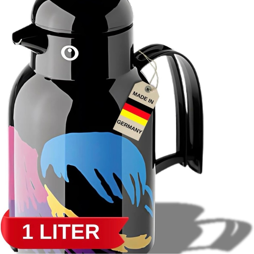 Helios Thermo-Bird Vacuum Jug Black-Penguin 1 Litre